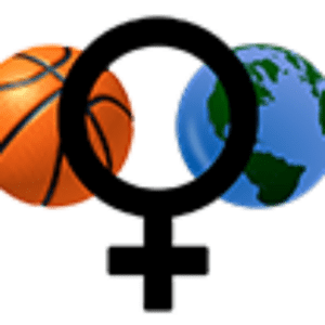 Basketball and earth with a female gender sign