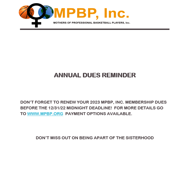 Annual dues reminder